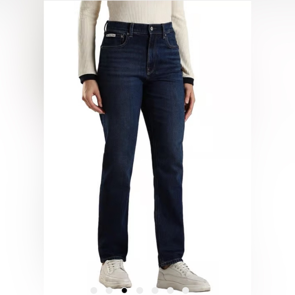 Classic High-Rise Straight Leg Jeans - Dark Blue